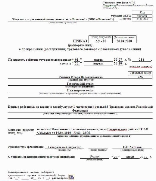 Законные основания для увольнения военнослужащего