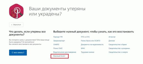 Сроки восстановления военного билета через Госуслуги МФЦ