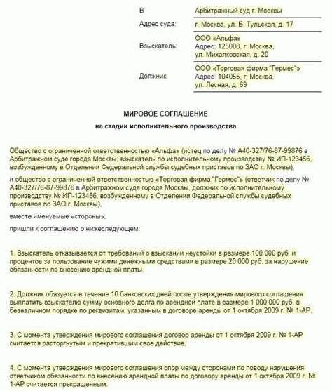 Мировое соглашение на стадии исполнительного производства - образец 2026