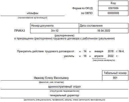 Необходимая документация для увольнения директора