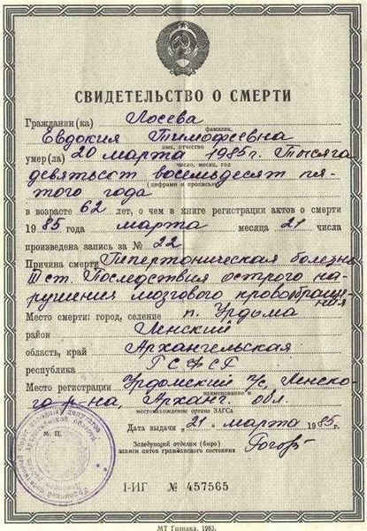 Электронные свидетельства о смерти