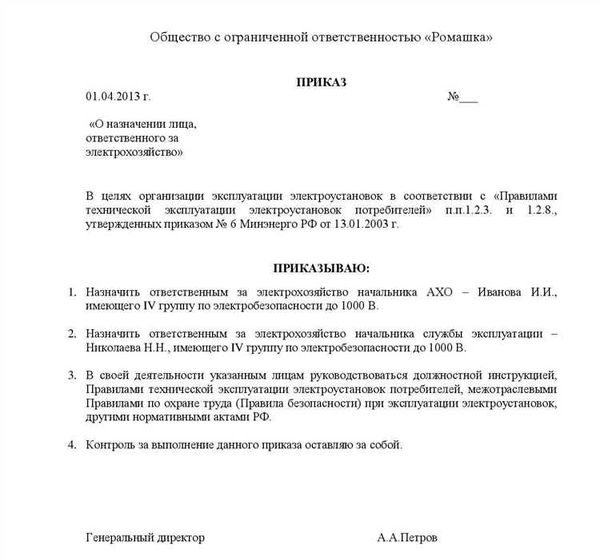 Приказ о назначении ответственного: зачем он нужен?