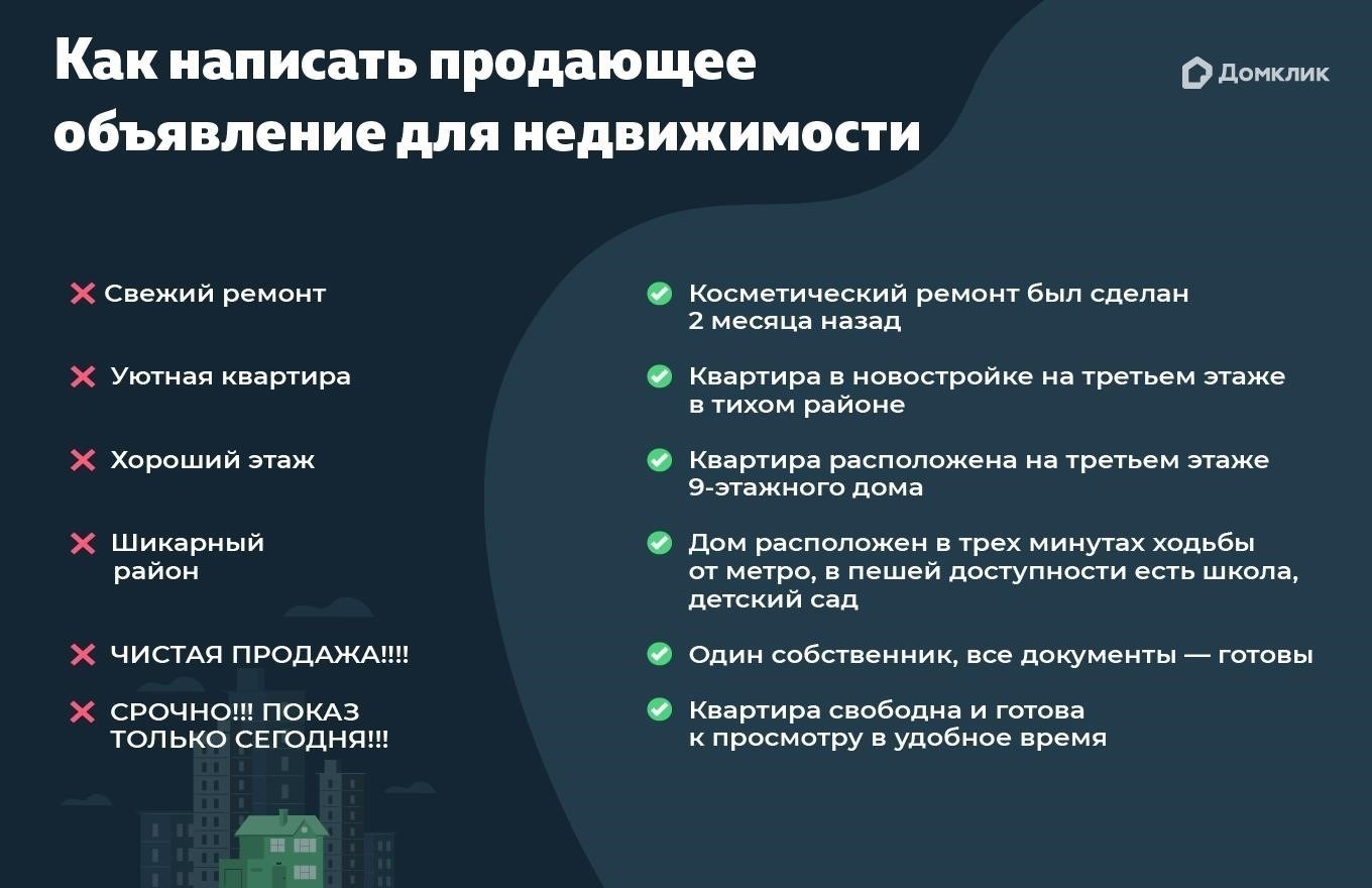 Составление точных описаний недвижимости и условий продажи