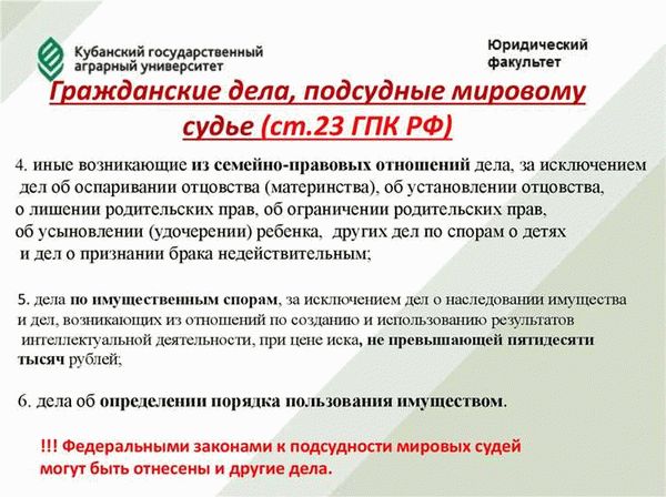 Статья 23 ГПК РФ: гражданские дела перед мировым судьей и важная информация для граждан и юристов