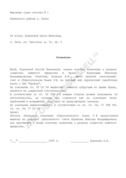 Подготовка и заполнение ходатайства